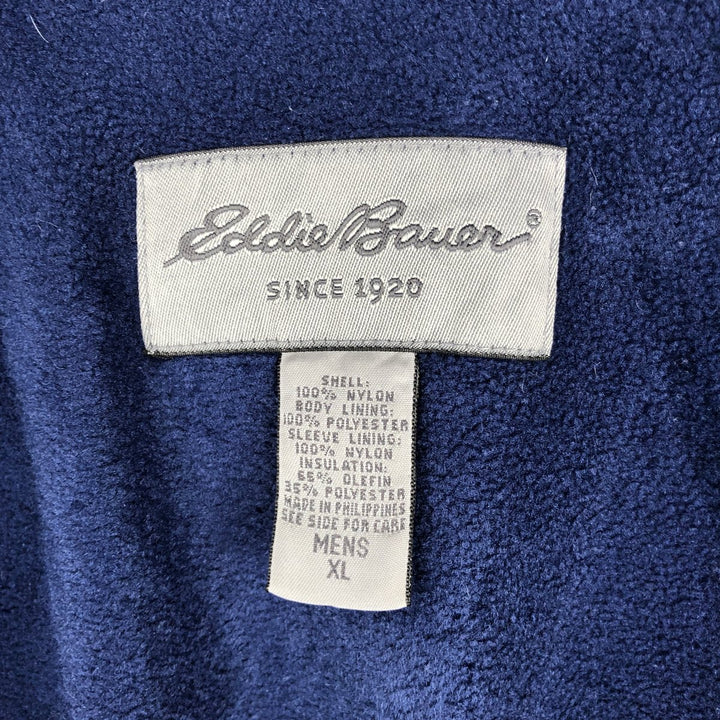 Eddie Bauer Men's Padded Puffer Jacket, Size XL Nylon Navy blue Vintage Second Hand