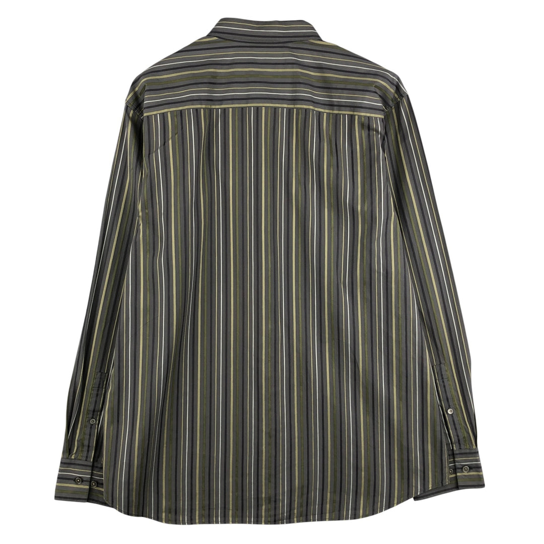 2000s~ Calvin Klein long-sleeved cotton striped shirt, men's size XL cotton gray type Vintage Second Hand