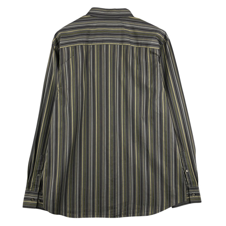 2000s~ Calvin Klein long-sleeved cotton striped shirt, men's size XL cotton gray type Vintage Second Hand
