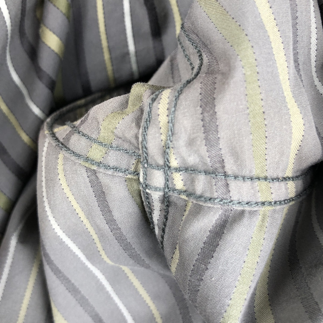 2000s~ Calvin Klein long-sleeved cotton striped shirt, men's size XL cotton gray type Vintage Second Hand