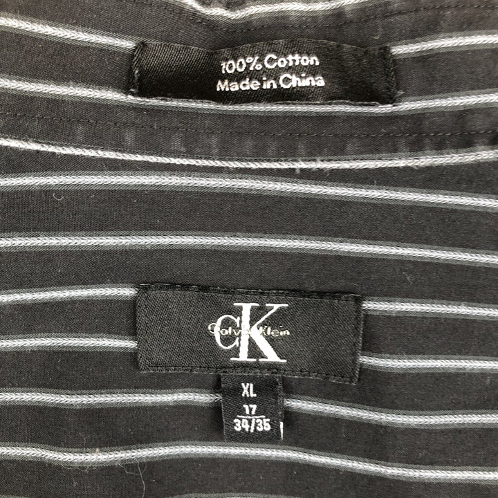 90s-00'S Vintage Calvin Klein Long Sleeve Cotton Striped Shirt, Men's Size XL cotton black type Vintage Second Hand