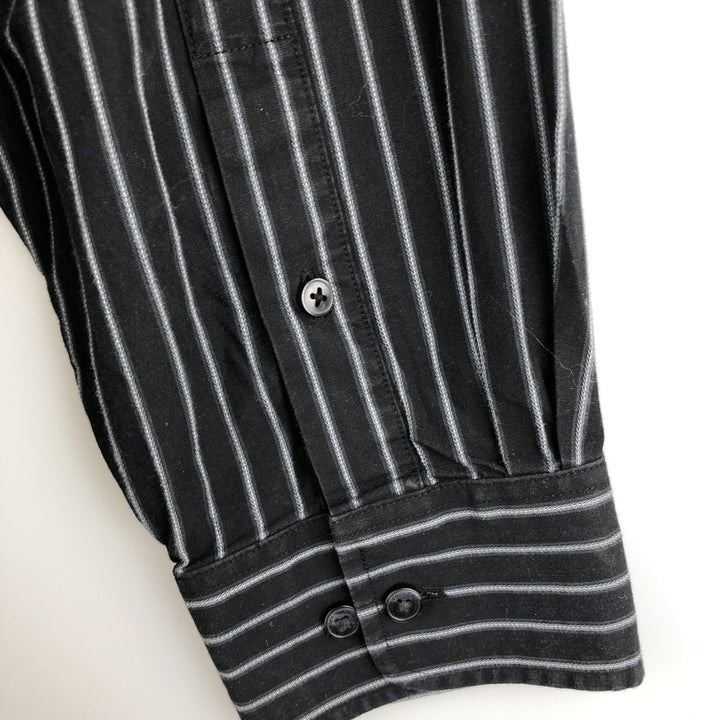 90s-00'S Vintage Calvin Klein Long Sleeve Cotton Striped Shirt, Men's Size XL cotton black type Vintage Second Hand