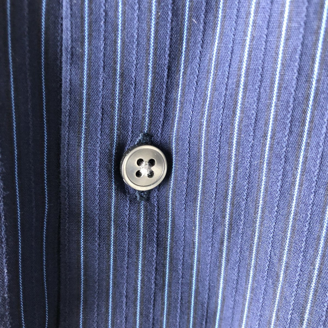 90s-00'S Vintage Calvin Klein Long Sleeve Cotton Striped Shirt, Men's Size XL cotton navy blue type Vintage Second Hand