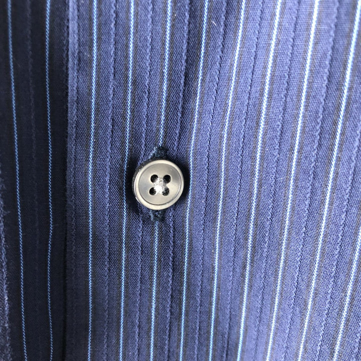 90s-00'S Vintage Calvin Klein Long Sleeve Cotton Striped Shirt, Men's Size XL cotton navy blue type Vintage Second Hand