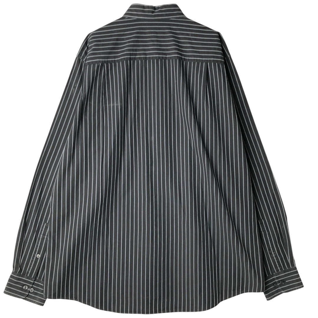 Vintage 90s-00'S Calvin Klein long-sleeved cotton striped shirt, made in China, men's size XL cotton black type Vintage Second Hand