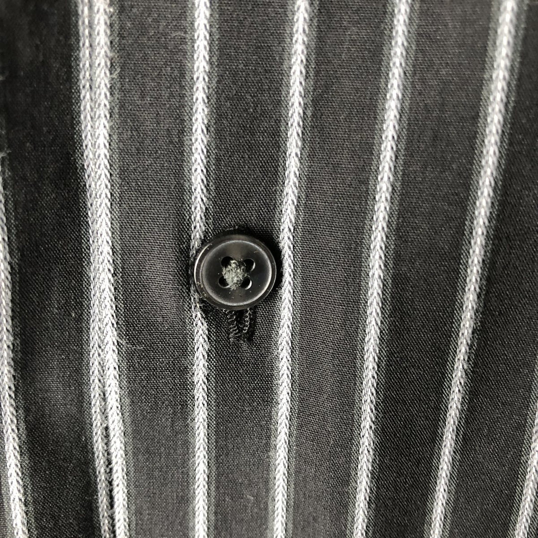 Vintage 90s-00'S Calvin Klein long-sleeved cotton striped shirt, made in China, men's size XL cotton black type Vintage Second Hand