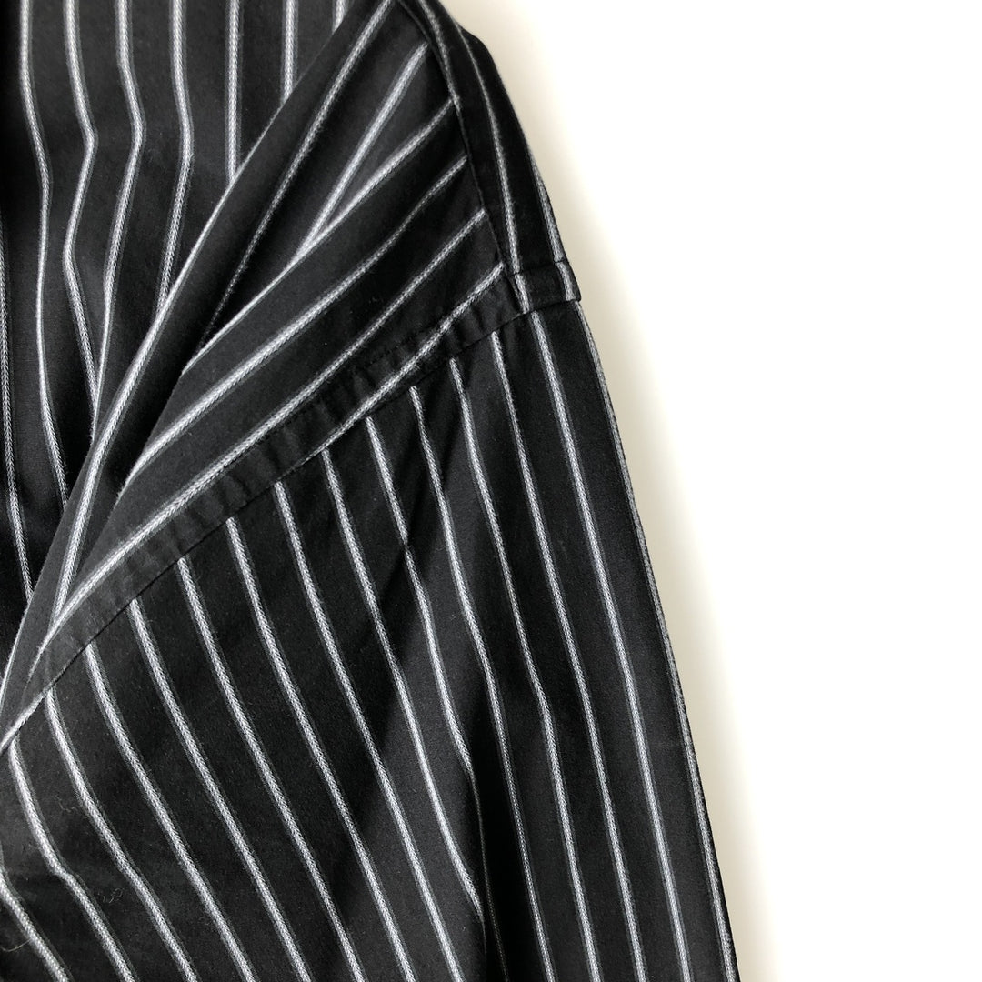 Vintage 90s-00'S Calvin Klein long-sleeved cotton striped shirt, made in China, men's size XL cotton black type Vintage Second Hand