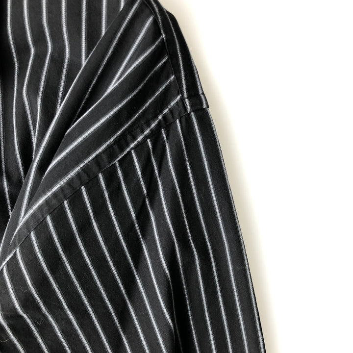 Vintage 90s-00'S Calvin Klein long-sleeved cotton striped shirt, made in China, men's size XL cotton black type Vintage Second Hand