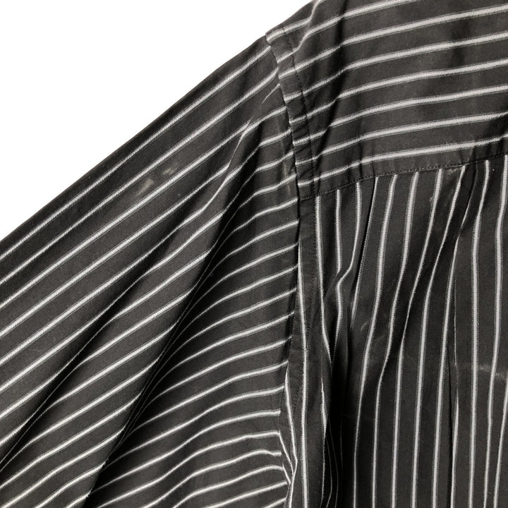 Vintage 90s-00'S Calvin Klein long-sleeved cotton striped shirt, made in China, men's size XL cotton black type Vintage Second Hand