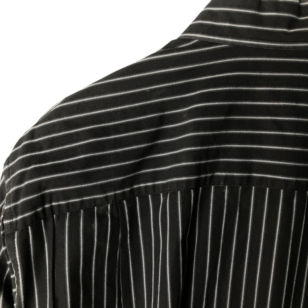 Vintage 90s-00'S Calvin Klein long-sleeved cotton striped shirt, made in China, men's size XL cotton black type Vintage Second Hand