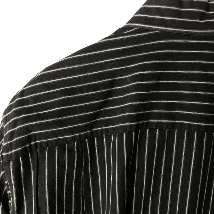 Vintage 90s-00'S Calvin Klein long-sleeved cotton striped shirt, made in China, men's size XL cotton black type Vintage Second Hand