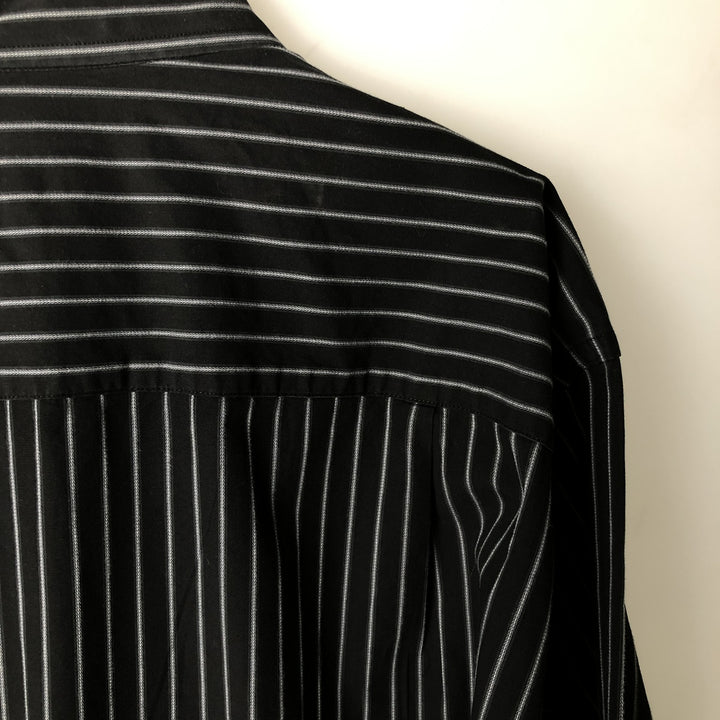 Vintage 90s-00'S Calvin Klein long-sleeved cotton striped shirt, made in China, men's size XL cotton black type Vintage Second Hand