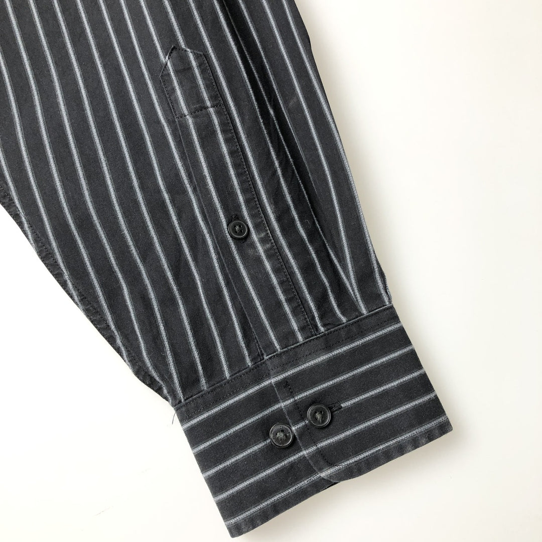 Vintage 90s-00'S Calvin Klein long-sleeved cotton striped shirt, made in China, men's size XL cotton black type Vintage Second Hand
