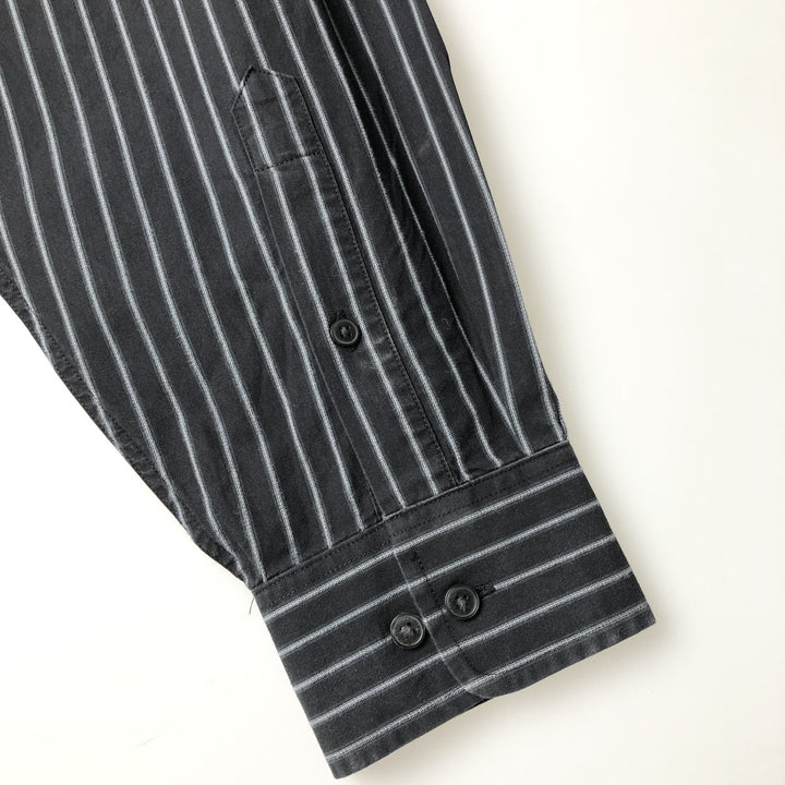 Vintage 90s-00'S Calvin Klein long-sleeved cotton striped shirt, made in China, men's size XL cotton black type Vintage Second Hand