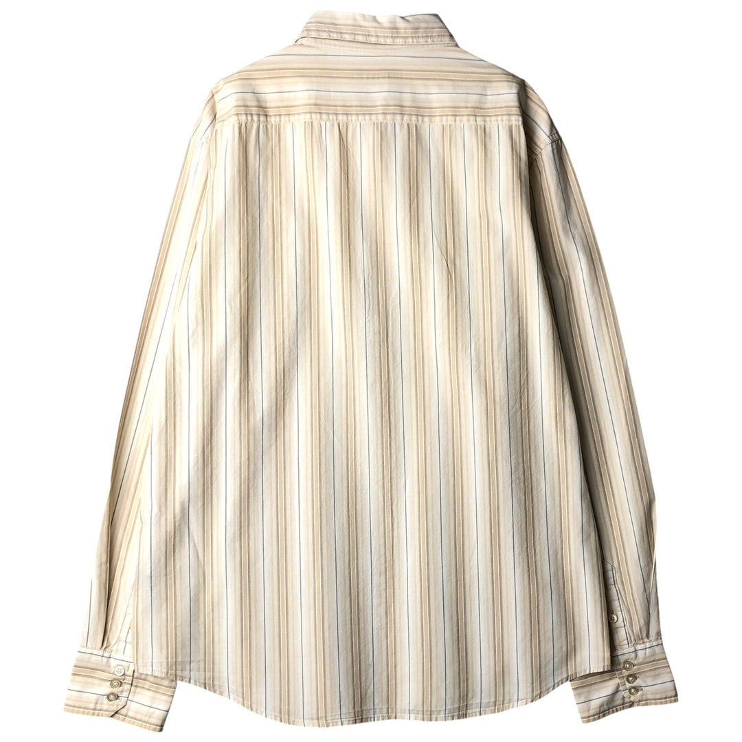 Calvin Klein Jeans Multi-Stripe Long Sleeve Cotton Striped Shirt, Men's XL cotton Beige type Vintage Second Hand