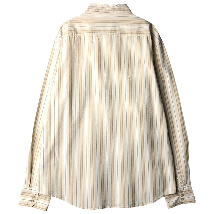 Calvin Klein Jeans Multi-Stripe Long Sleeve Cotton Striped Shirt, Men's XL cotton Beige type Vintage Second Hand