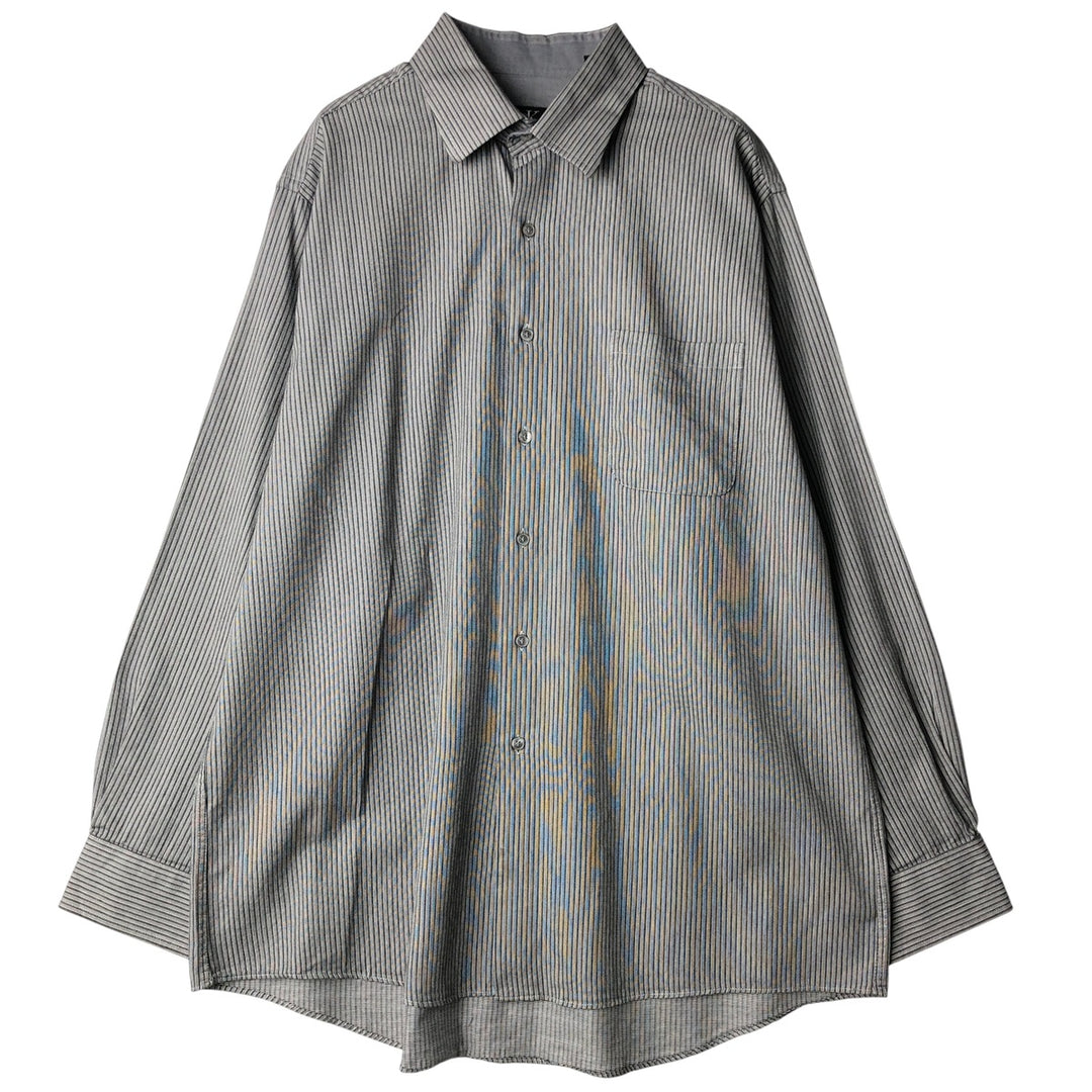 Vintage 90s-00'S Calvin Klein Regular Fit Long Sleeve Cotton Striped Shirt, Men's Size XL cotton gray type Vintage Second Hand