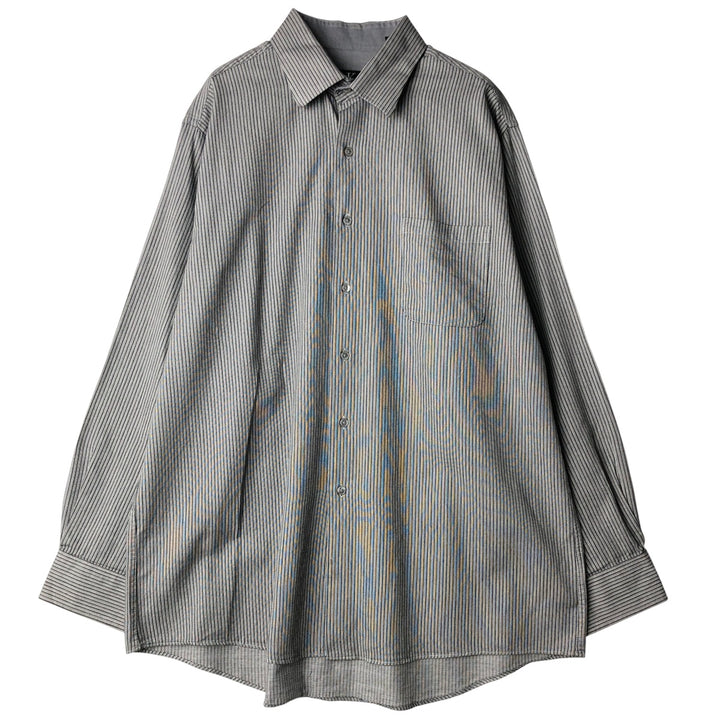 Vintage 90s-00'S Calvin Klein Regular Fit Long Sleeve Cotton Striped Shirt, Men's Size XL cotton gray type Vintage Second Hand