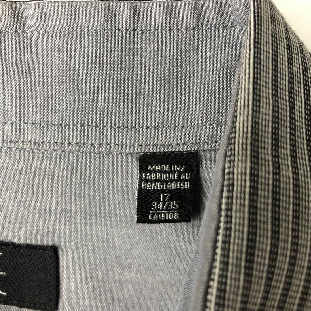Vintage 90s-00'S Calvin Klein Regular Fit Long Sleeve Cotton Striped Shirt, Men's Size XL cotton gray type Vintage Second Hand