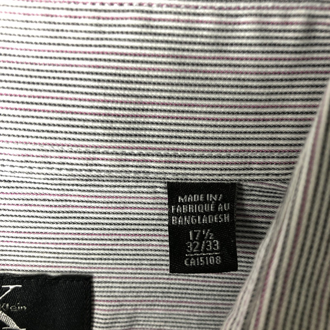 Vintage 90s-00'S Calvin Klein Regular Fit Long Sleeve Cotton Striped Shirt, Men's Size XL cotton white type Vintage Second Hand