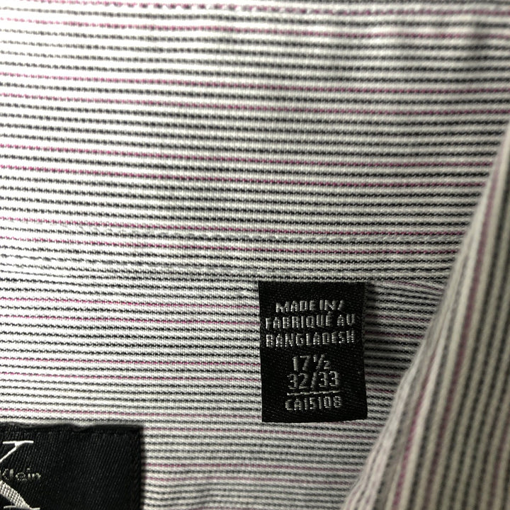 Vintage 90s-00'S Calvin Klein Regular Fit Long Sleeve Cotton Striped Shirt, Men's Size XL cotton white type Vintage Second Hand