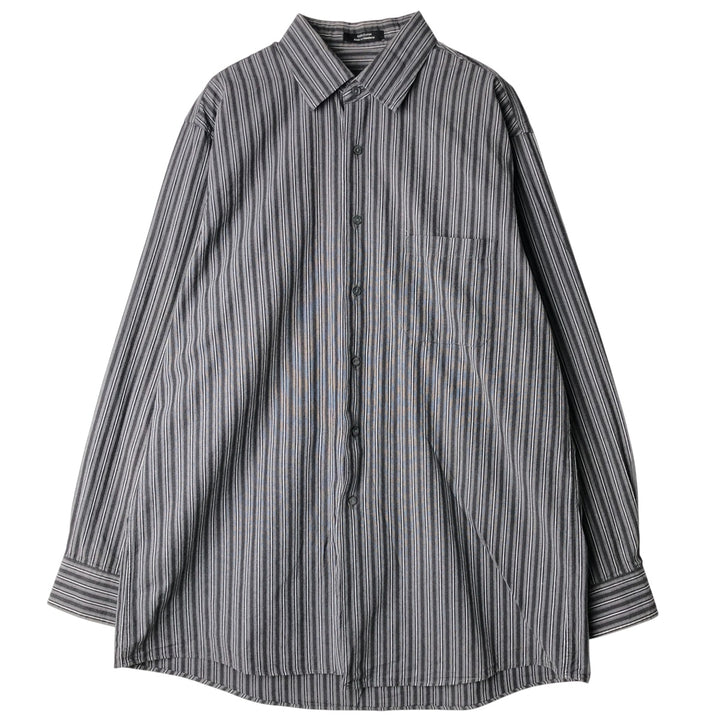 Vintage 90s-00'S Calvin Klein multi-stripe long-sleeved cotton striped shirt, men's size L cotton black type Vintage Second Hand