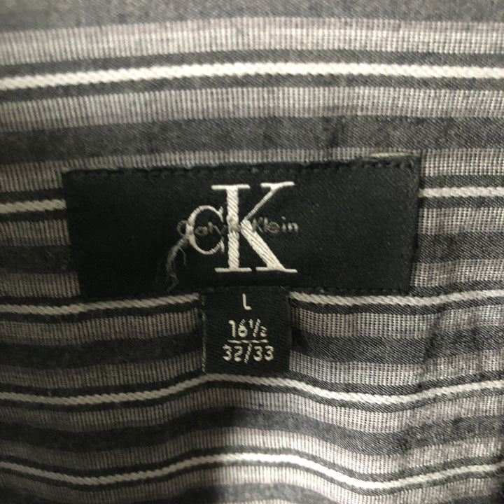 Vintage 90s-00'S Calvin Klein multi-stripe long-sleeved cotton striped shirt, men's size L cotton black type Vintage Second Hand