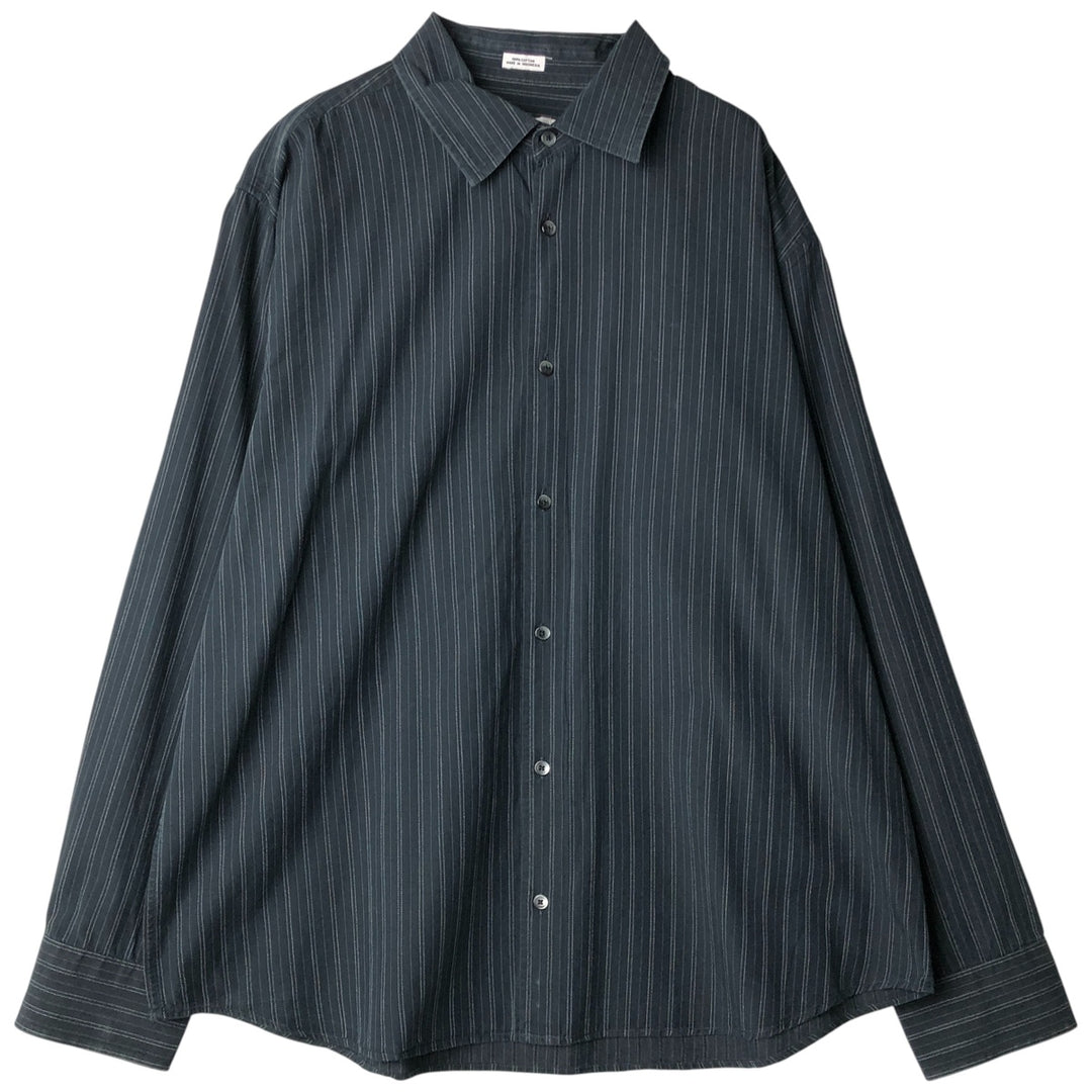 Calvin Klein long-sleeved cotton striped shirt, men's size XL cotton black type Vintage Second Hand