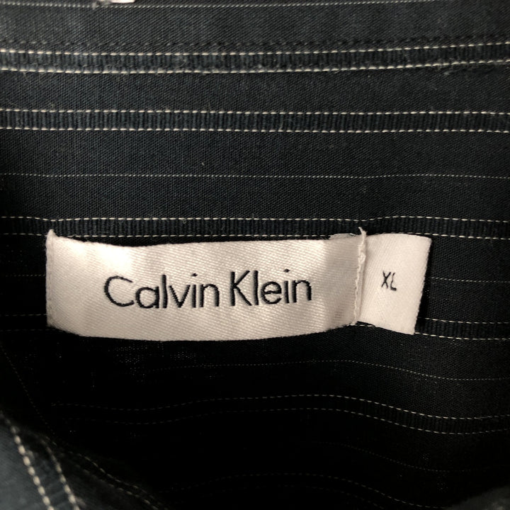 Calvin Klein long-sleeved cotton striped shirt, men's size XL cotton black type Vintage Second Hand