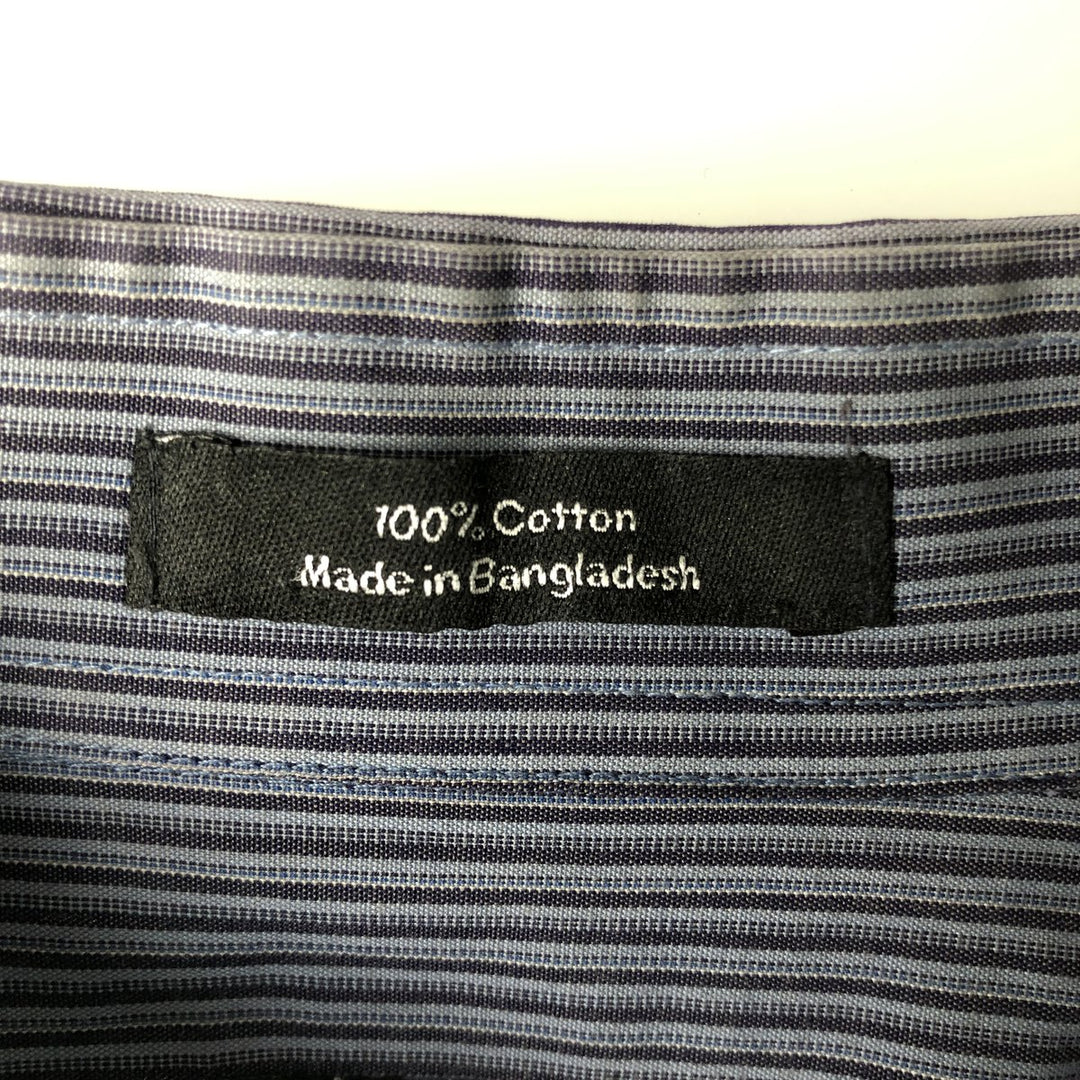 Vintage 90s-00'S Calvin Klein multi-stripe long-sleeved cotton striped shirt, men's size L cotton Blue type light blue Vintage Second Hand