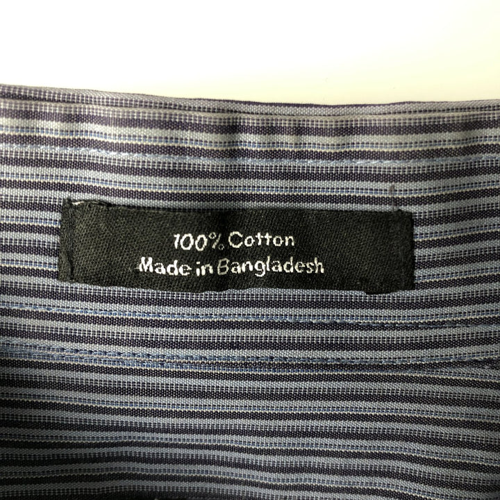 Vintage 90s-00'S Calvin Klein multi-stripe long-sleeved cotton striped shirt, men's size L cotton Blue type light blue Vintage Second Hand