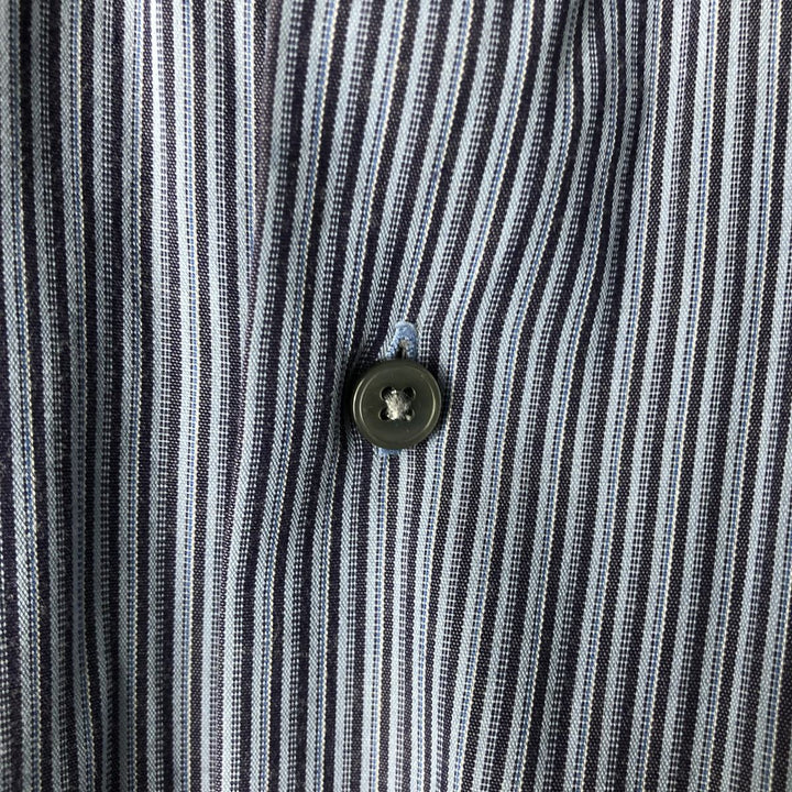 Vintage 90s-00'S Calvin Klein multi-stripe long-sleeved cotton striped shirt, men's size L cotton Blue type light blue Vintage Second Hand