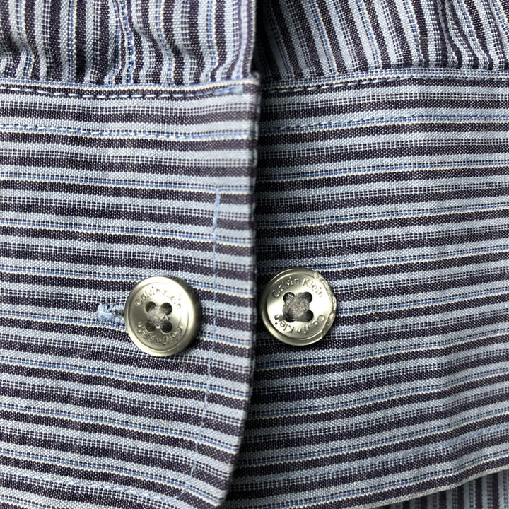 Vintage 90s-00'S Calvin Klein multi-stripe long-sleeved cotton striped shirt, men's size L cotton Blue type light blue Vintage Second Hand