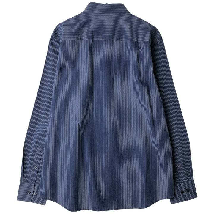 2000s~ Calvin Klein long-sleeved cotton striped shirt, men's size L cotton navy blue type Vintage Second Hand