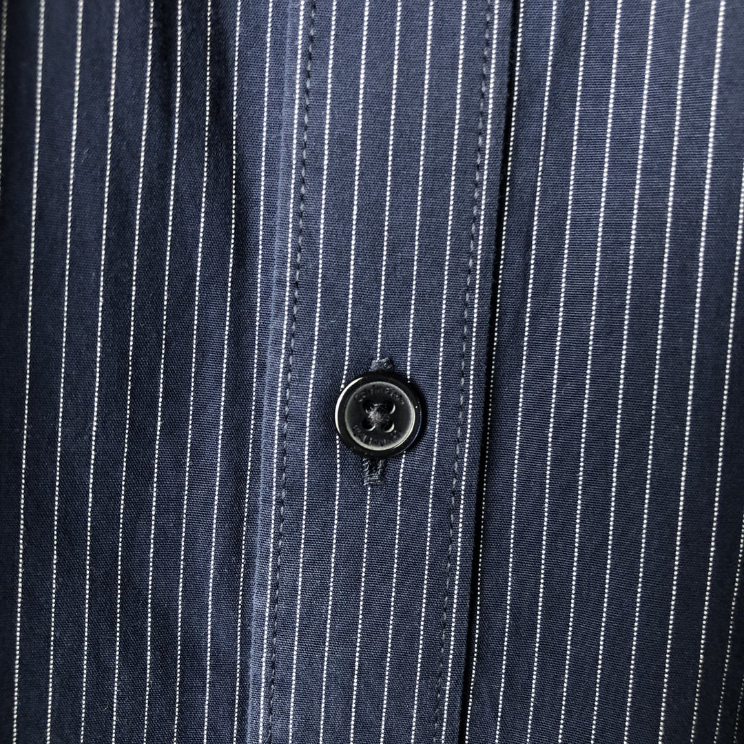 2000s~ Calvin Klein long-sleeved cotton striped shirt, men's size L cotton navy blue type Vintage Second Hand