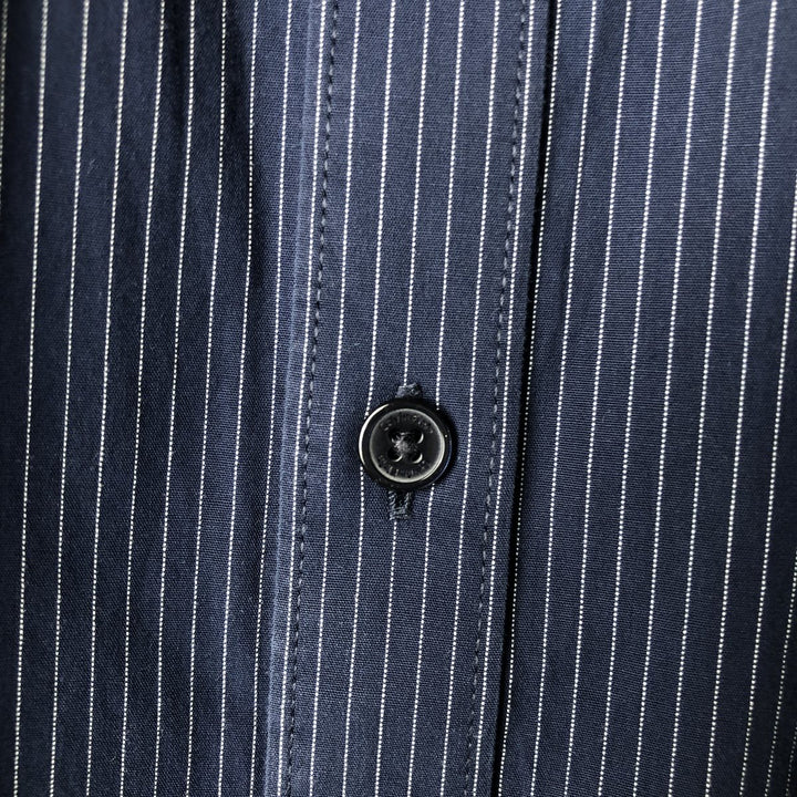 2000s~ Calvin Klein long-sleeved cotton striped shirt, men's size L cotton navy blue type Vintage Second Hand