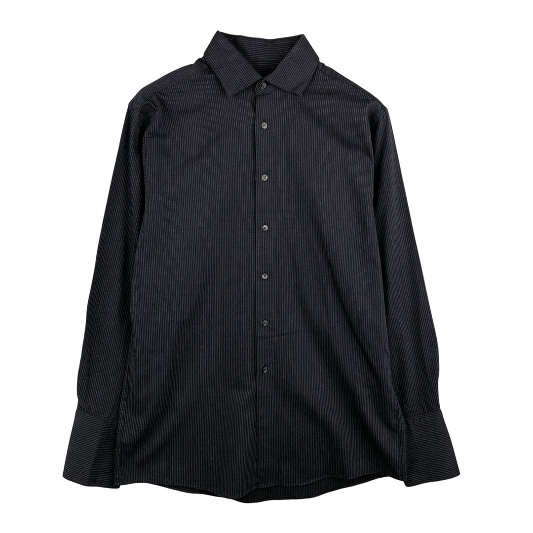 2000s~ Calvin Klein Regular Fit Long Sleeve Cotton Striped Shirt, Men's Size Medium cotton black type Vintage Second Hand