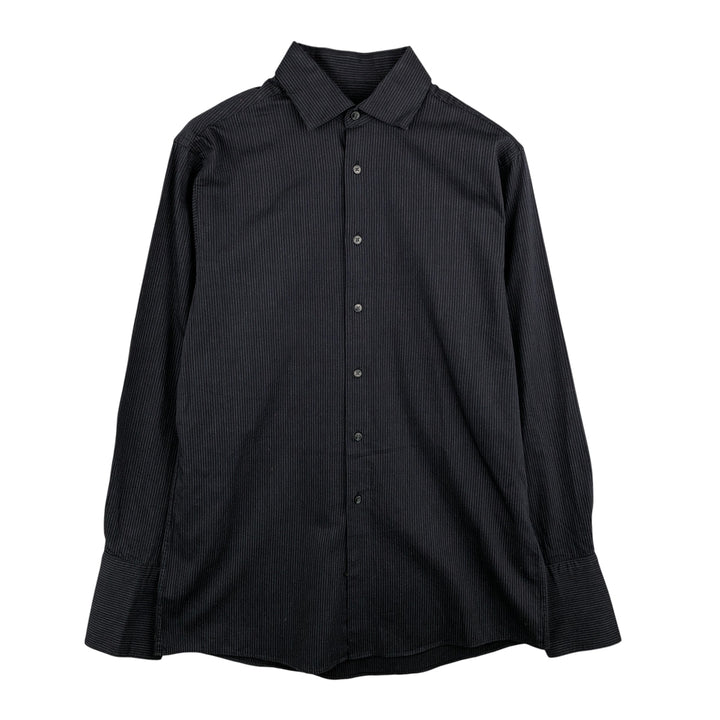 2000s~ Calvin Klein Regular Fit Long Sleeve Cotton Striped Shirt, Men's Size Medium cotton black type Vintage Second Hand