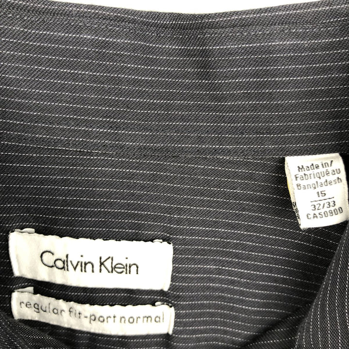 2000s~ Calvin Klein Regular Fit Long Sleeve Cotton Striped Shirt, Men's Size Medium cotton black type Vintage Second Hand
