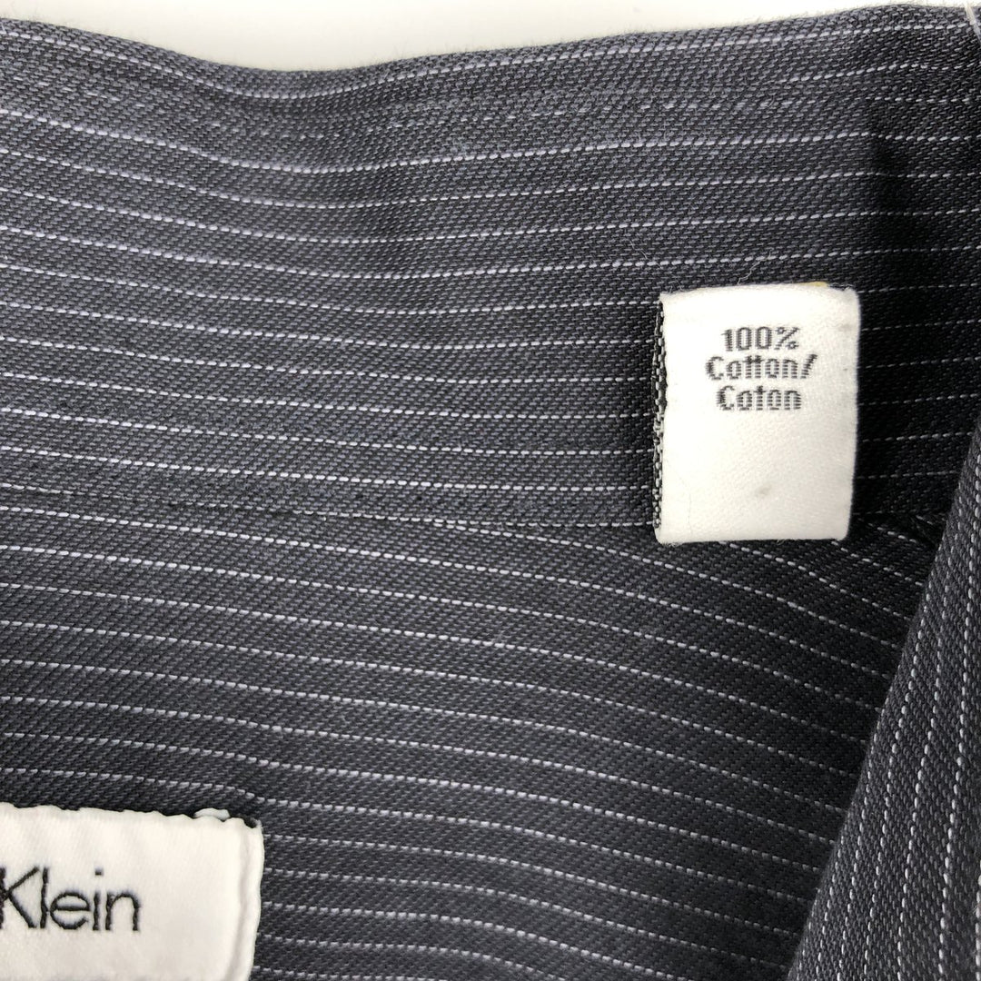2000s~ Calvin Klein Regular Fit Long Sleeve Cotton Striped Shirt, Men's Size Medium cotton black type Vintage Second Hand