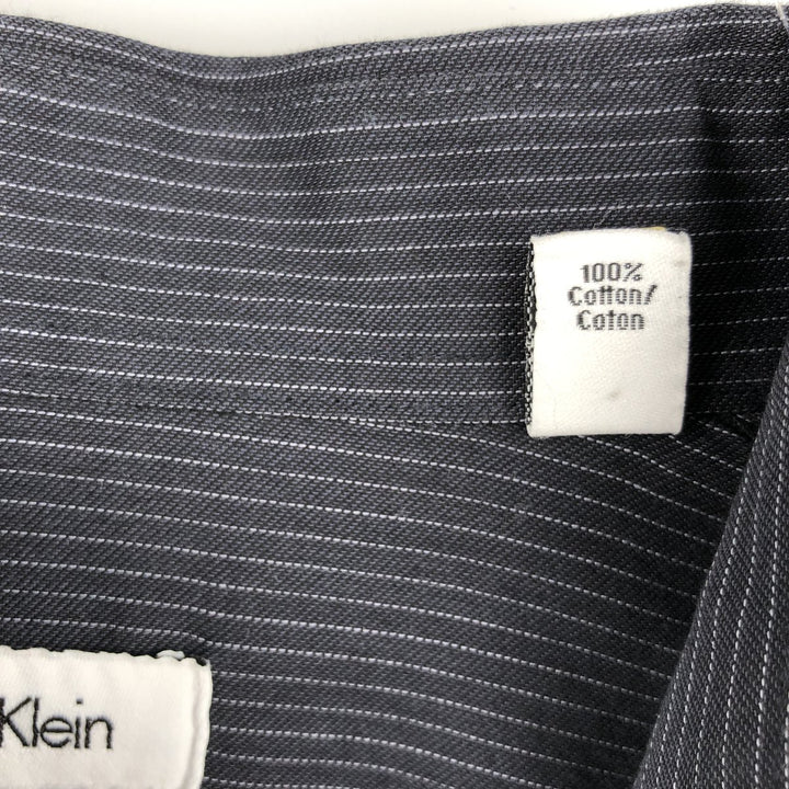 2000s~ Calvin Klein Regular Fit Long Sleeve Cotton Striped Shirt, Men's Size Medium cotton black type Vintage Second Hand