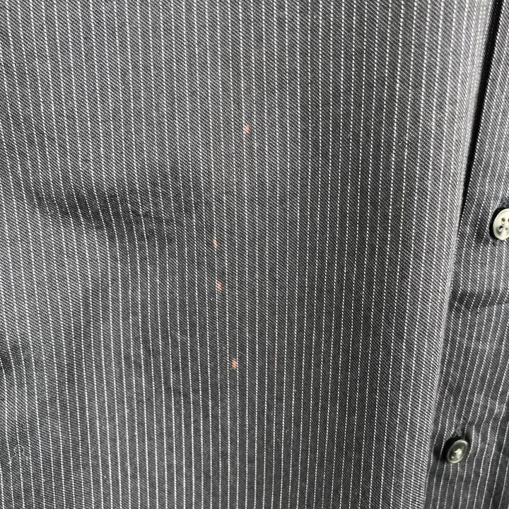 2000s~ Calvin Klein Regular Fit Long Sleeve Cotton Striped Shirt, Men's Size Medium cotton black type Vintage Second Hand