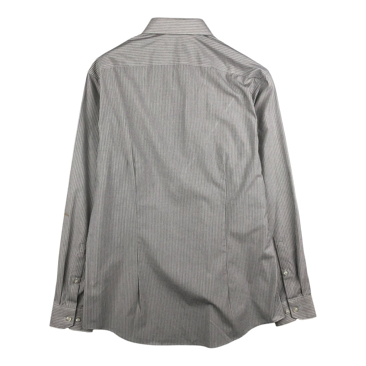 DKNY Slim Fit Long Sleeve Cotton Striped Shirt, Men's Size Medium cotton black type Vintage Second Hand