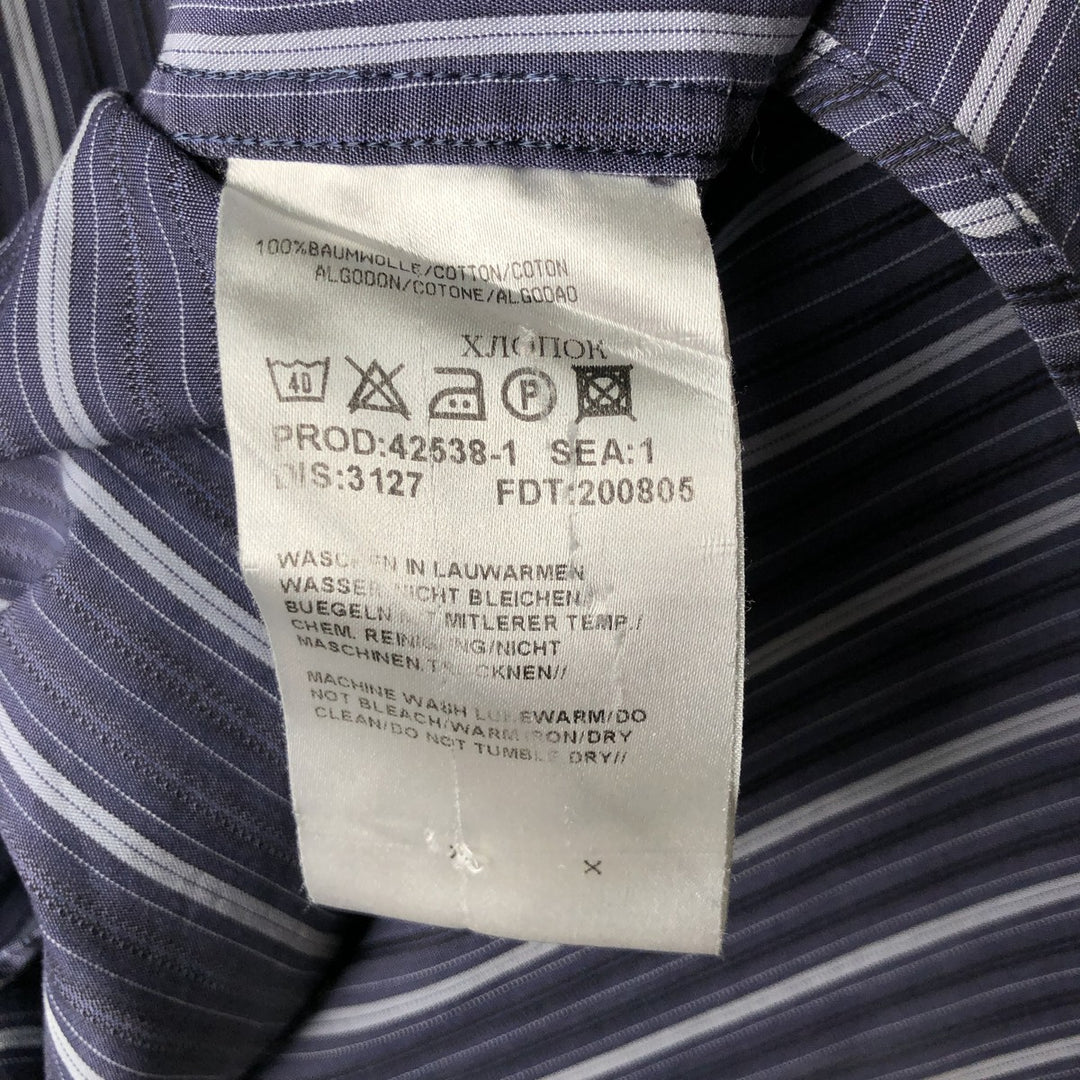 Hugo Boss Multi-Stripe Long Sleeve Cotton Striped Shirt, Men's Size L cotton navy blue type Vintage Second Hand