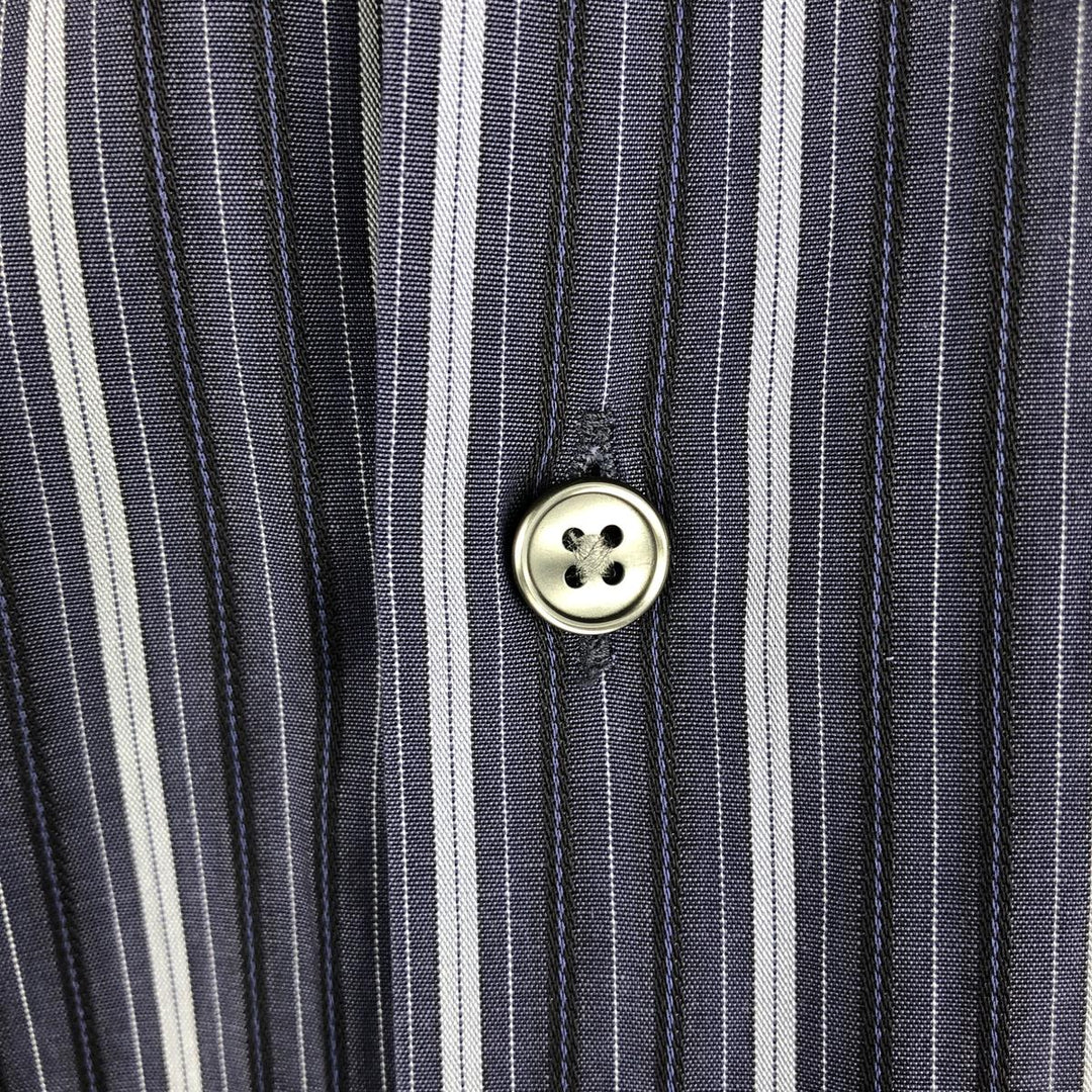 Hugo Boss Multi-Stripe Long Sleeve Cotton Striped Shirt, Men's Size L cotton navy blue type Vintage Second Hand