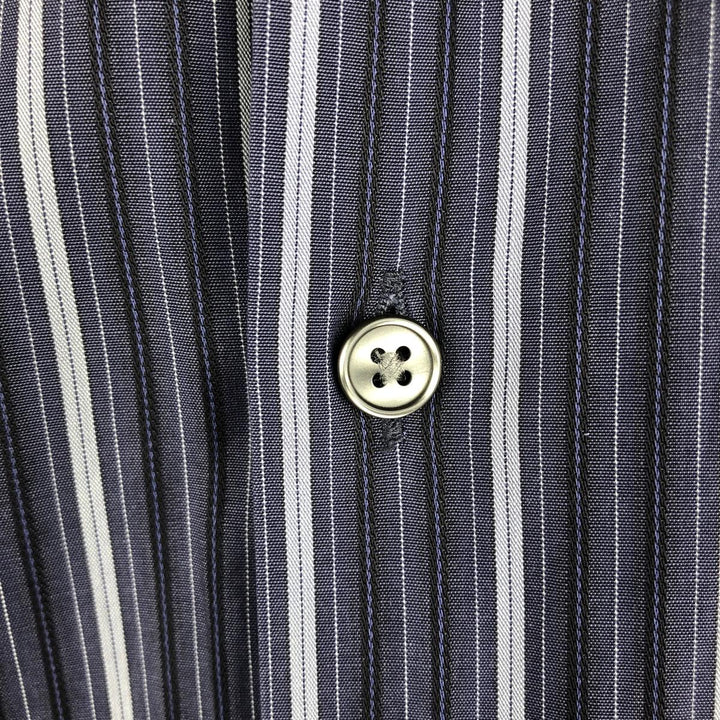 Hugo Boss Multi-Stripe Long Sleeve Cotton Striped Shirt, Men's Size L cotton navy blue type Vintage Second Hand