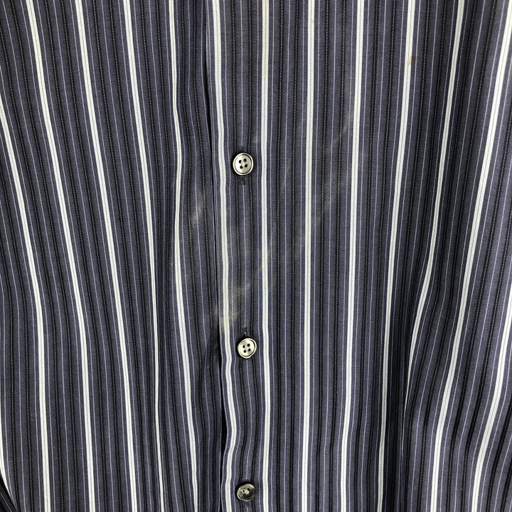 Hugo Boss Multi-Stripe Long Sleeve Cotton Striped Shirt, Men's Size L cotton navy blue type Vintage Second Hand