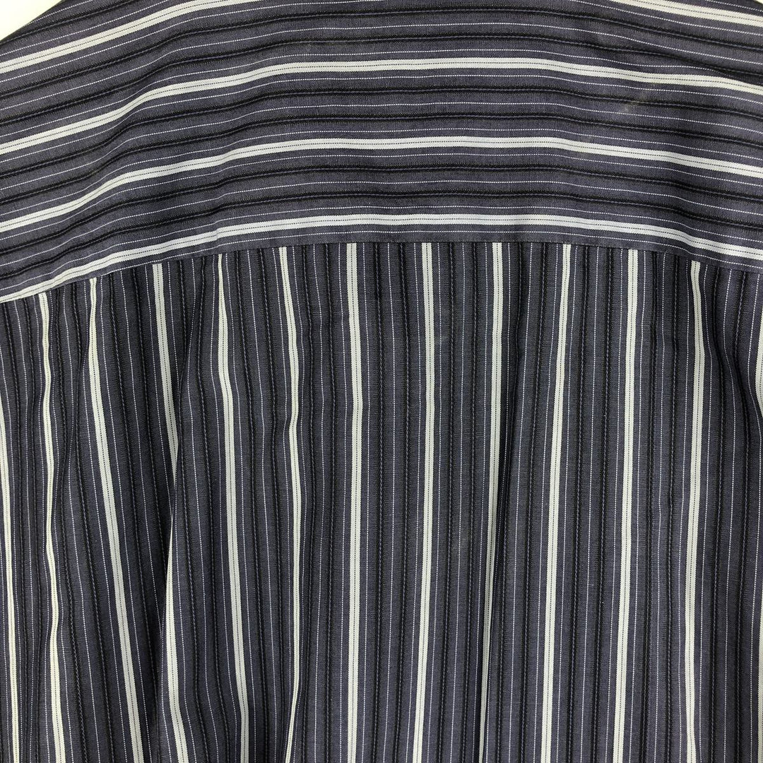 Hugo Boss Multi-Stripe Long Sleeve Cotton Striped Shirt, Men's Size L cotton navy blue type Vintage Second Hand