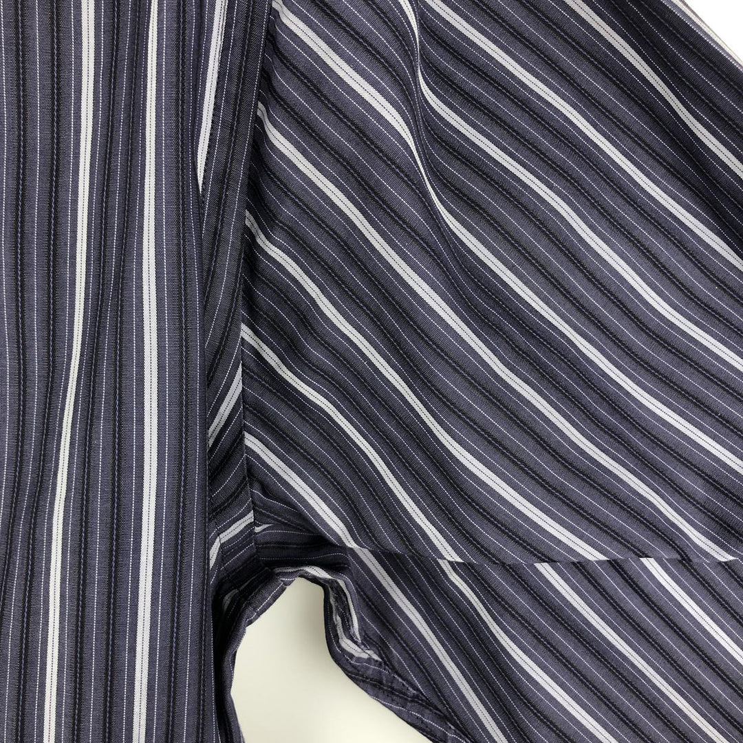 Hugo Boss Multi-Stripe Long Sleeve Cotton Striped Shirt, Men's Size L cotton navy blue type Vintage Second Hand