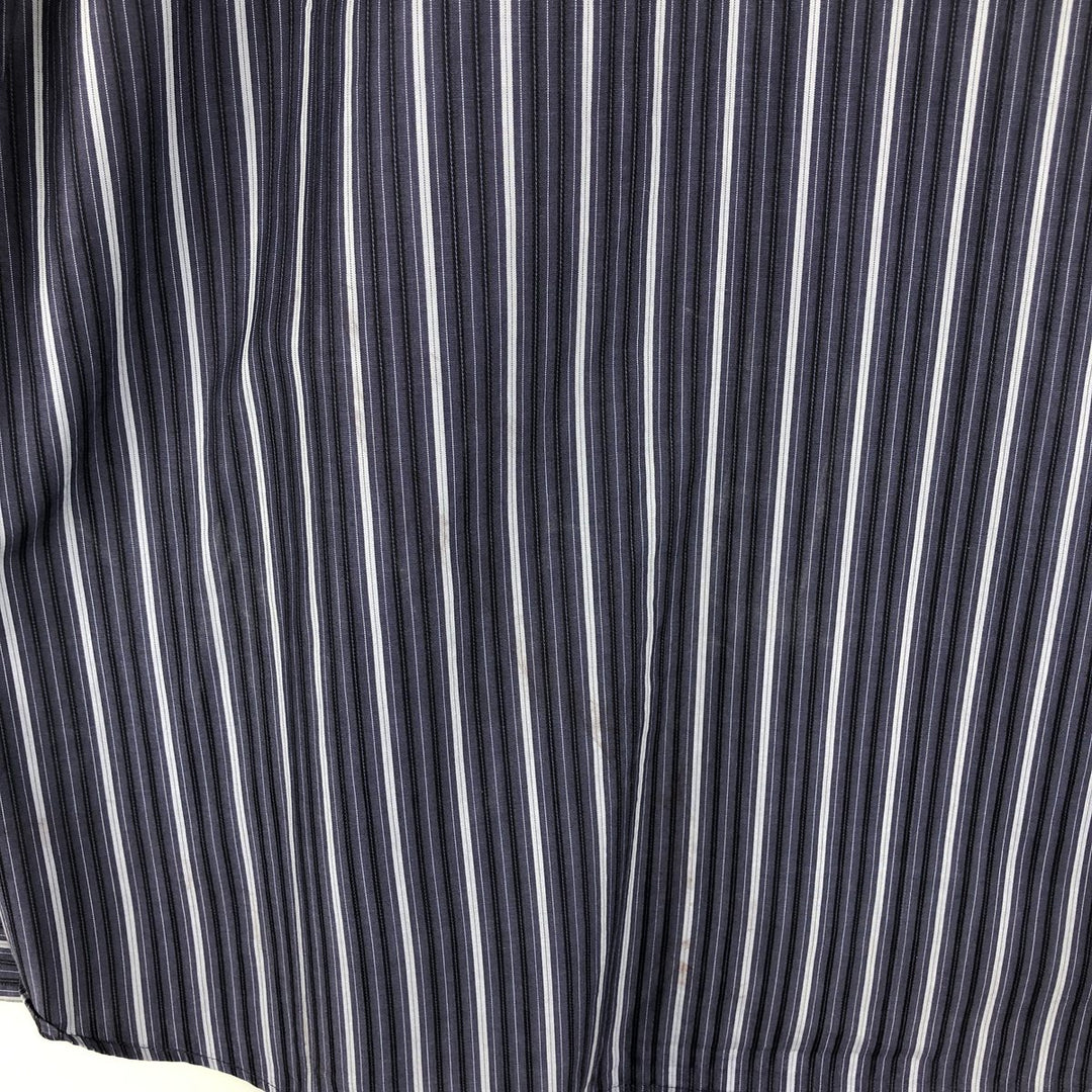 Hugo Boss Multi-Stripe Long Sleeve Cotton Striped Shirt, Men's Size L cotton navy blue type Vintage Second Hand